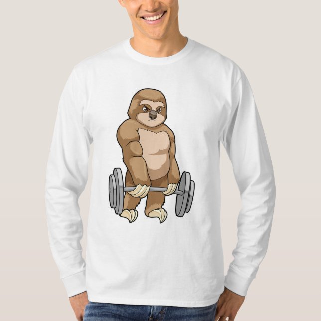 Sloth in Bodybuilding mit Barbell T-Shirt (Vorderseite)