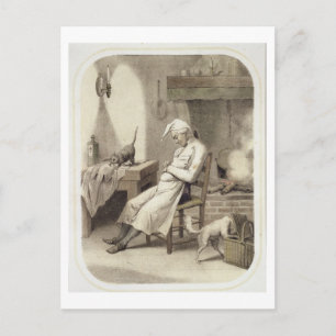 Sloth in the Kitchen, aus einer Reihe von Druckgra Postkarte