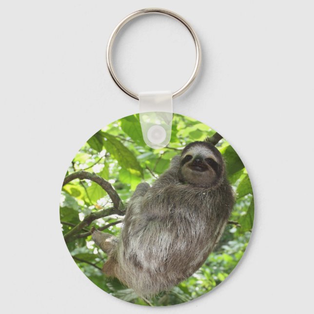 Sloth in Tree Keychain Schlüsselanhänger (Vorderseite)