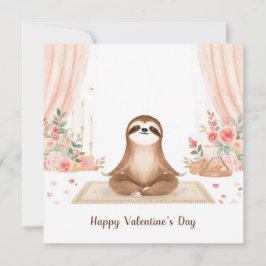 Sloth in  Yoga Class on Valentine's Day  Feiertagskarte
