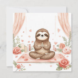 Sloth in  Yoga Class on Valentine's Day  Feiertagskarte