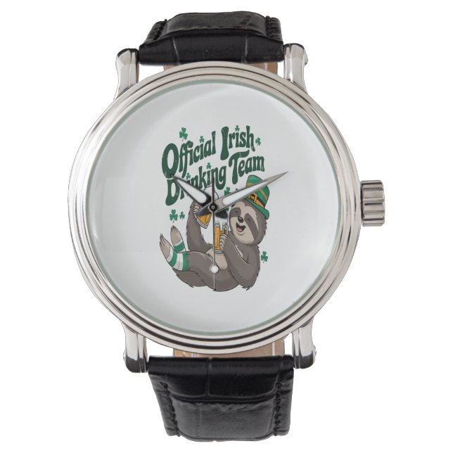 Sloth Irish Drinking St Patrick's Day Armbanduhr (Vorderseite)