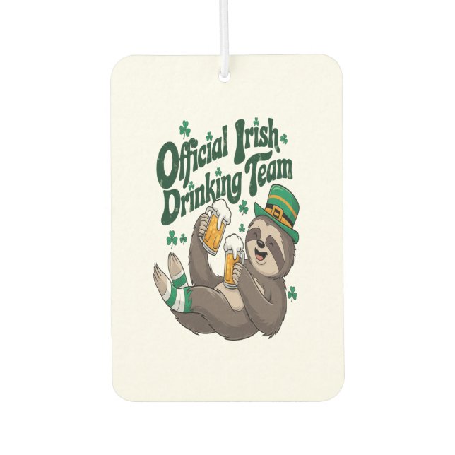Sloth Irish Drinking St Patrick's Day Autolufterfrischer (Vorderseite)