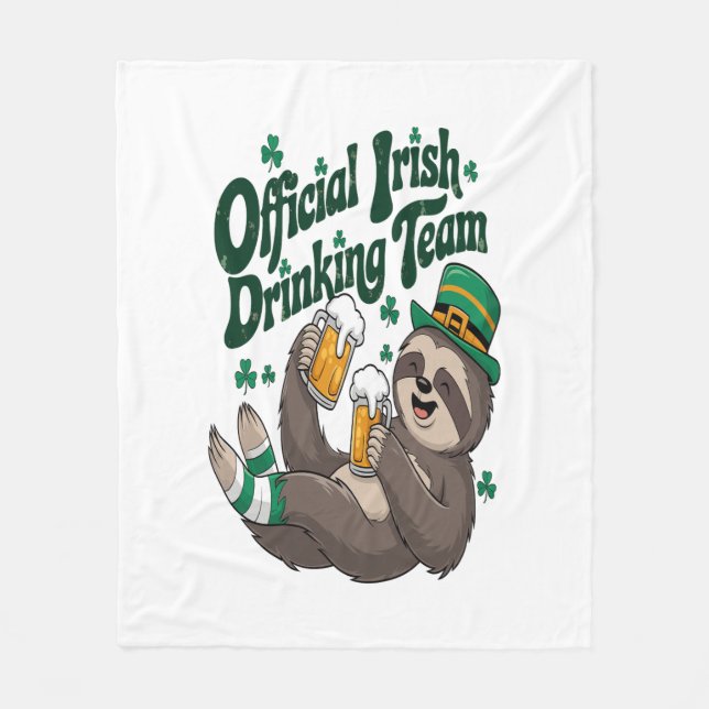 Sloth Irish Drinking St Patrick's Day Fleecedecke (Vorderseite)
