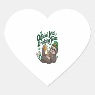 Sloth Irish Drinking St Patrick's Day Herz-Aufkleber