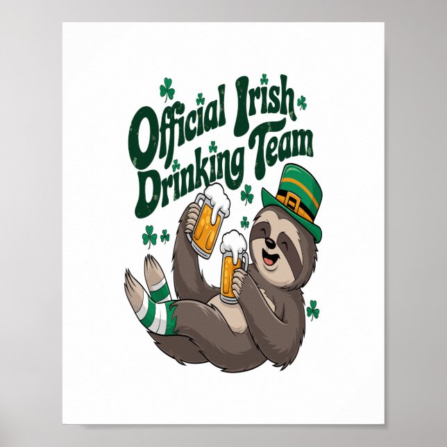 Sloth Irish Drinking St Patrick's Day Poster (Vorne)