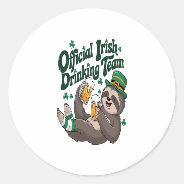 Sloth Irish Drinking St Patrick's Day Runder Aufkleber (Vorderseite)