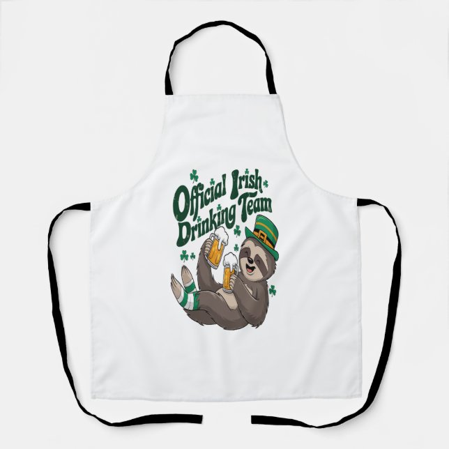 Sloth Irish Drinking St Patrick's Day Schürze (Vorderseite)