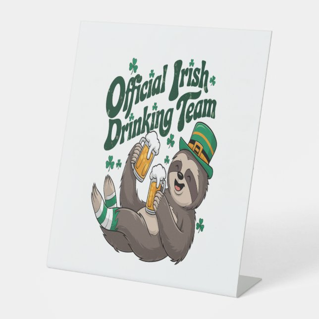 Sloth Irish Drinking St Patrick's Day Sockelschild (Vorderseite)