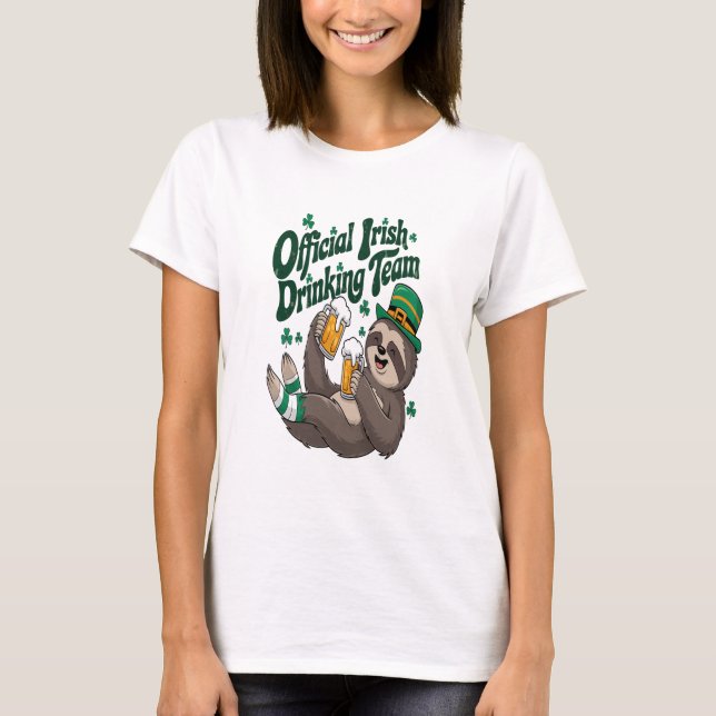 Sloth Irish Drinking St Patrick's Day T-Shirt (Vorderseite)