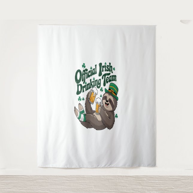 Sloth Irish Drinking St Patrick's Day Wandteppich (Vorderseite)