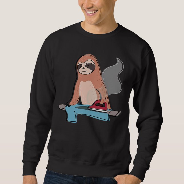 Sloth Ironing Household Lazy Niedlich Sloth Sweatshirt (Vorderseite)