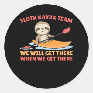 Sloth Kayak Team Paddling Funny Sloths Runder Aufkleber