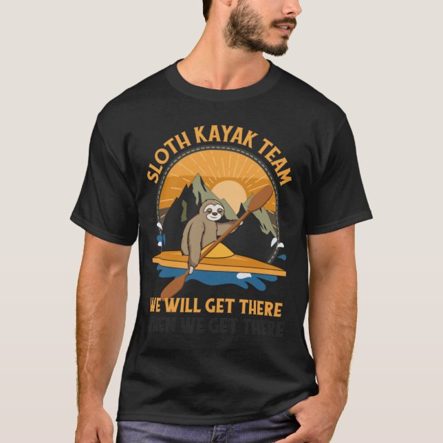 Sloth Kayaking retro retro T-Shirt (Vorderseite)