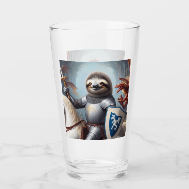 Sloth Knight Fighting Dragons Glas (Vorderseite)