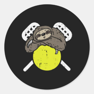 Sloth Lacrosse Niedlich Lazy Lax Player Men Women Runder Aufkleber