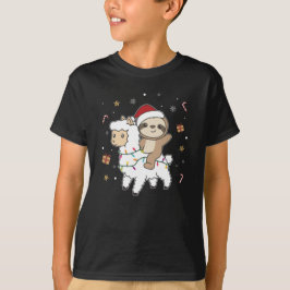 Sloth Lama Weihnachtsschnee Wintertiere T-Shirt