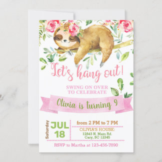 Sloth lasst uns Mädchen-Einladung aushängen. Einla Einladung