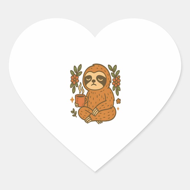 Sloth Lazy Sleepy Sloth Herz-Aufkleber (Vorderseite)