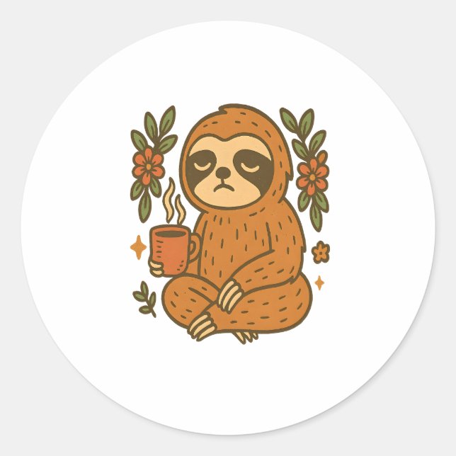 Sloth Lazy Sleepy Sloth Runder Aufkleber (Vorderseite)
