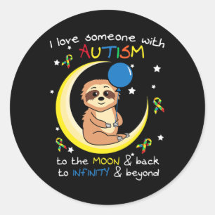 Sloth Liebe Jemand mit Puzzle Cool Autismus Awaren Runder Aufkleber