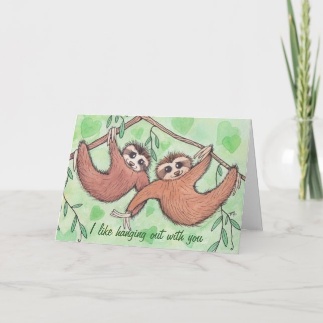Sloth Liebe Valentine Feiertagskarte (Vorderseite)