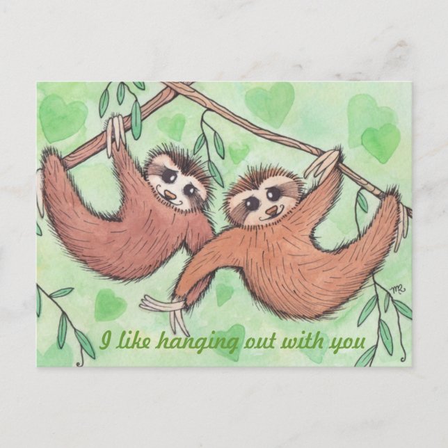 Sloth Liebe Valentine Feiertagspostkarte (Vorderseite)