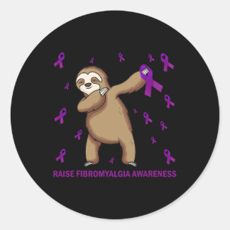 Sloth Lila Ribbon - Fibromyalgie Bewusstsein wecke Runder Aufkleber