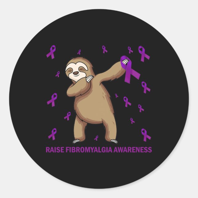 Sloth Lila Ribbon - Fibromyalgie Bewusstsein wecke Runder Aufkleber (Vorderseite)
