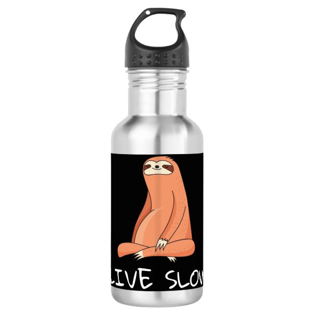 Sloth Live Slow Edelstahlflasche (Vorderseite)