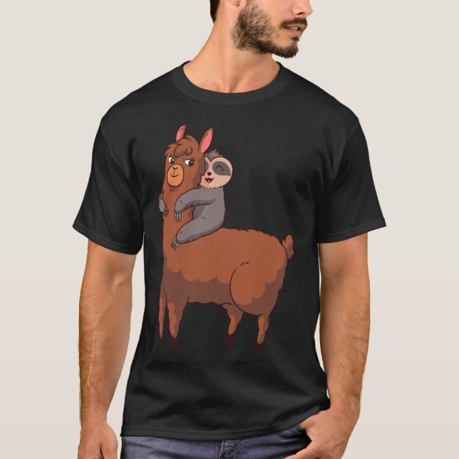Sloth Llama Hugging T-Shirt (Vorderseite)