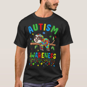 Sloth Lover Autismus Bewusstsein Puzzle Piece Auti T-Shirt
