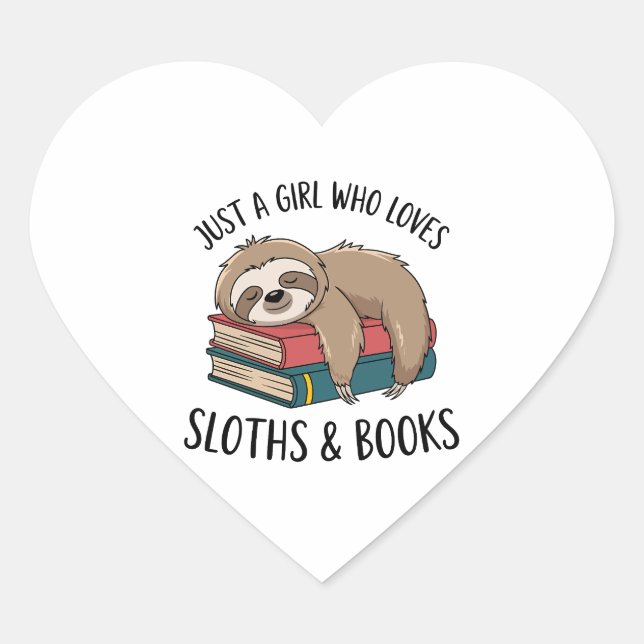 Sloth Lover Book Reading T - Shirt Design Herz-Aufkleber (Vorderseite)