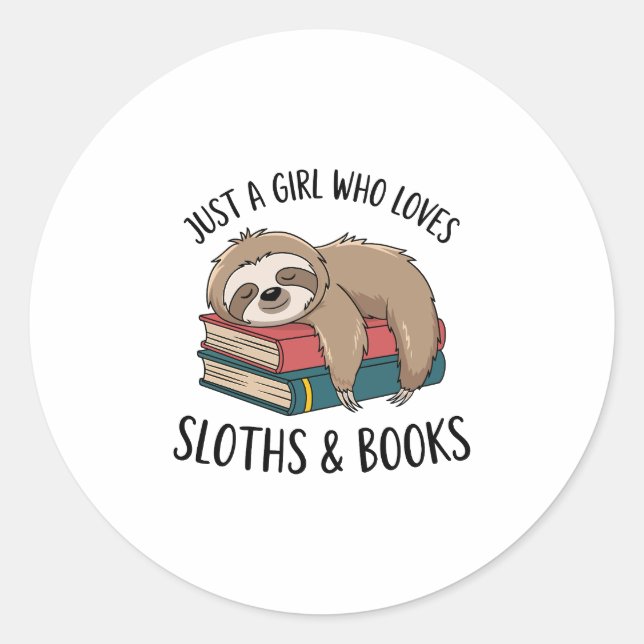 Sloth Lover Book Reading T - Shirt Design Runder Aufkleber (Vorderseite)