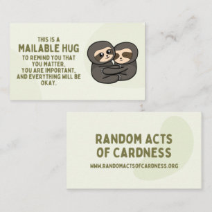 Sloth Mailable Hug Cards Telefonnummerkarte