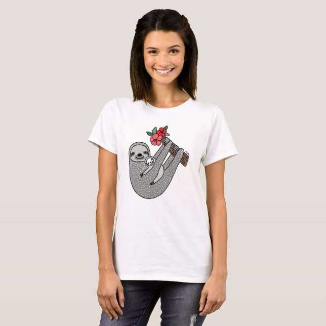 Sloth Maman & Baby T-shirt Sloth Cadeau pour Maman (Devant entier)