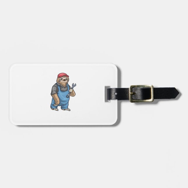 Sloth Mechanic Wrench Classic T-Shirt Gepäckanhänger (Vorderseite horizontal)
