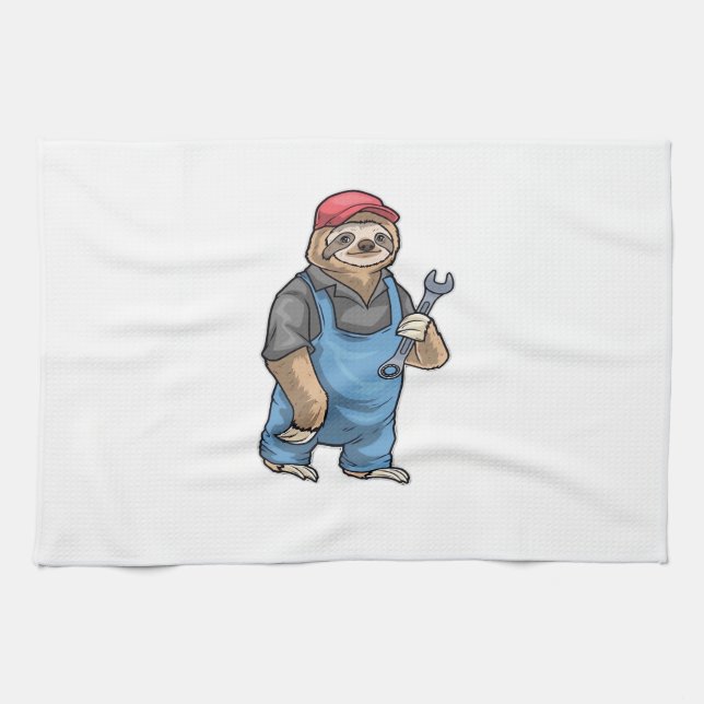 Sloth Mechanic Wrench Classic T-Shirt Geschirrtuch (Horizontal)