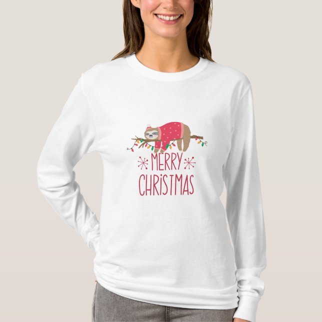 Sloth Merry Christmas T-Shirt (Vorderseite)