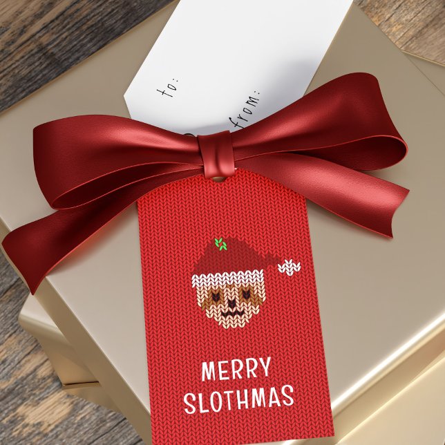 Sloth Merry Slothmas Weihnachtsmarken Geschenkanhänger (We wish you a merry Slothmas and a happy new gift tag!)
