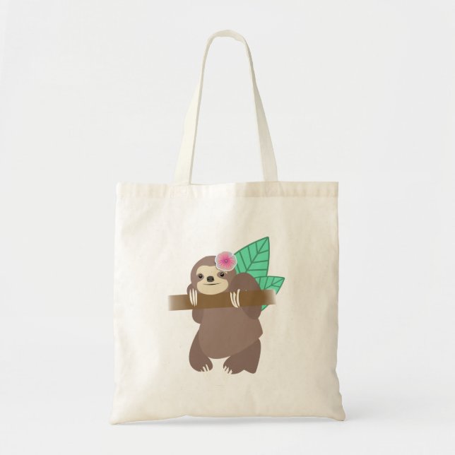 Sloth mit Blumen-Digital-Illustration Tragetasche (Vorne)