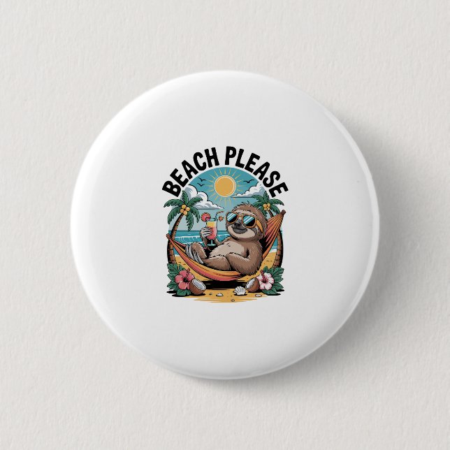 Sloth mit Eiscreme Summer Beach Bitte Button (Vorderseite)