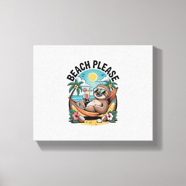 Sloth mit Eiscreme Summer Beach Bitte Leinwanddruck (Vorderseite)