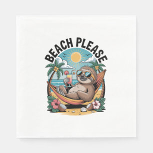 Sloth mit Eiscreme Summer Beach Bitte Serviette