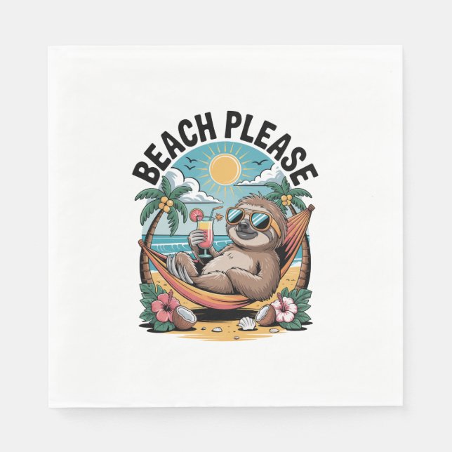 Sloth mit Eiscreme Summer Beach Bitte Serviette (Vorderseite)