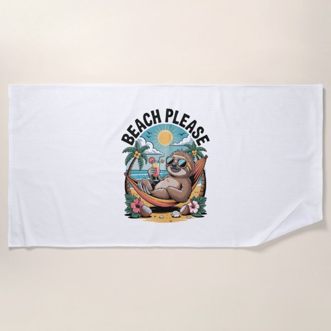 Sloth mit Eiscreme Summer Beach Bitte Strandtuch (Vorderseite)