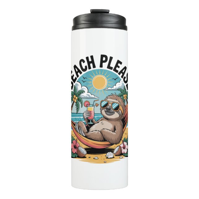 Sloth mit Eiscreme Summer Beach Bitte Thermosbecher (Vorderseite)