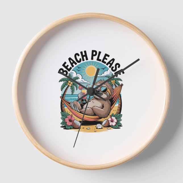 Sloth mit Eiscreme Summer Beach Bitte Uhr (Vorderseite)
