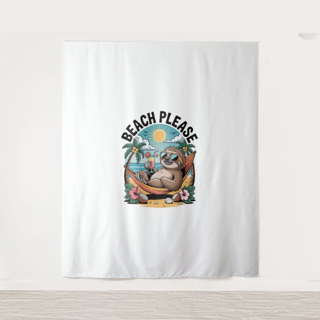 Sloth mit Eiscreme Summer Beach Bitte Wandteppich (Vorderseite)