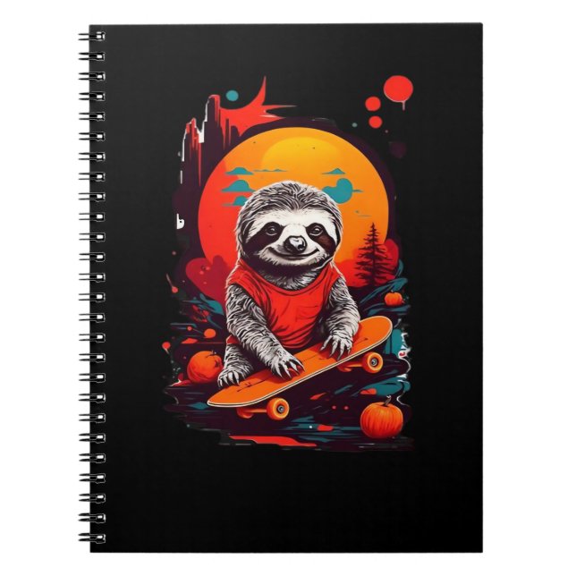 Sloth mit Skateboard auf halloween Classic T Notizblock (Vorderseite)